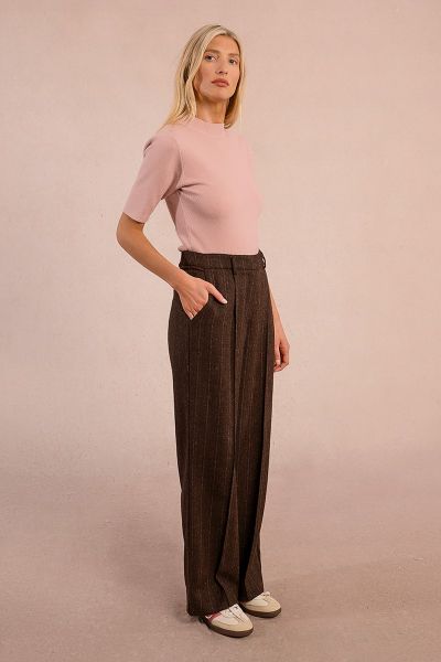 Women's high-waisted striped wool trousers MOLLY BRACKEN (SKU) TS130DH