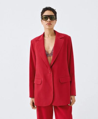 Дамско оувърсайз сако в червен цвят ACCESS FASHION (SKU)1018