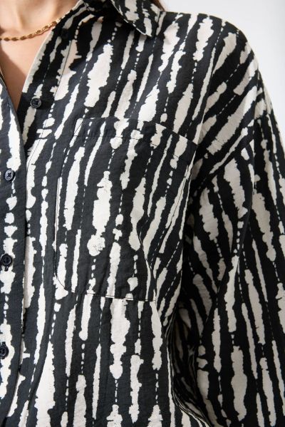Black and white long-sleeve shirt with print - elegant look GARCIA (SKU) N260230