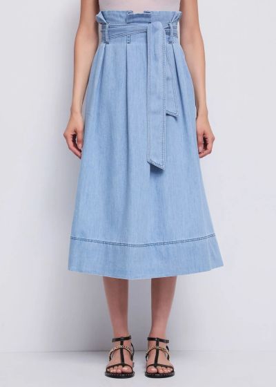 Women's cotton midi skirt with belt - urban elegance GAUDI (SKU) 611BD76007