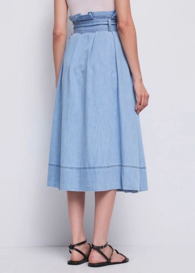 Women's cotton midi skirt with belt - urban elegance GAUDI (SKU) 611BD76007