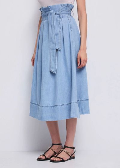 Women's cotton midi skirt with belt - urban elegance GAUDI (SKU) 611BD76007