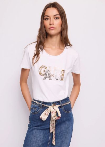 Women's cotton t-shirt with logo inscription - elegance and comfort GAUDI (SKU) 611BD64077