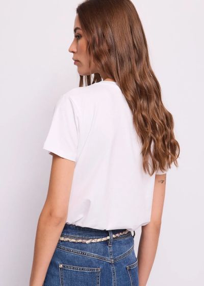 Women's cotton t-shirt with logo inscription - elegance and comfort GAUDI (SKU) 611BD64077