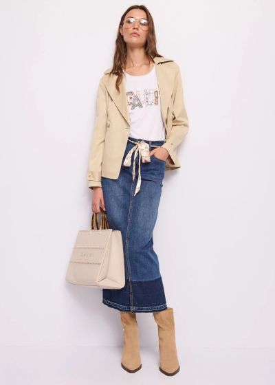 Women's cotton t-shirt with logo inscription - elegance and comfort GAUDI (SKU) 611BD64077