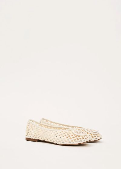 Women's white ballet flats made of woven eco-leather GAUDI (SKU) V6365190