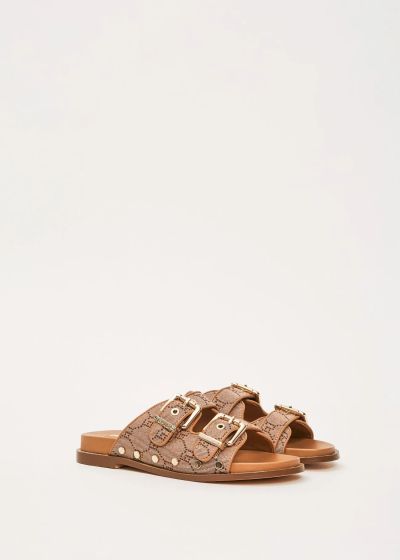 Women's slippers with jacquard logo and adjustable straps GAUDI (SKU) V6365050