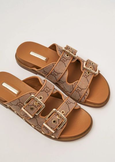 Women's slippers with jacquard logo and adjustable straps GAUDI (SKU) V6365050