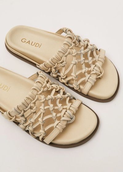 Beige woven leather sandals - elegant comfort GAUDI (SKU) V63655040