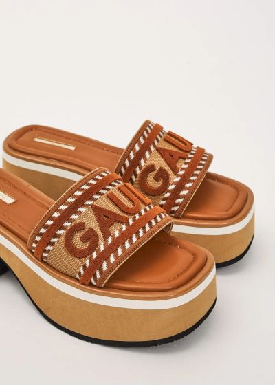 Brown women's platform slippers - elegant comfort GAUDI (SKU) V6365090