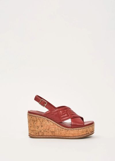 Burgundy platform sandals with crossed straps - elegance and comfort GAUDI (SKU) V6365101