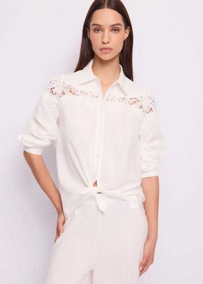 White linen shirt with viscose - elegant and breathable GAUDI (SKU) 611FD45014