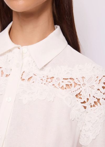 White linen shirt with viscose - elegant and breathable GAUDI (SKU) 611FD45014