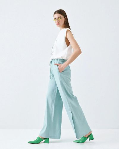 Women's mint pants with elastic waist - comfort and style ACCESS FASHION (SKU) 5084