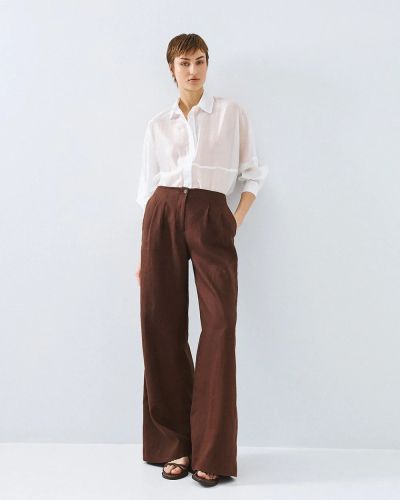 Coffee wide-leg trousers - elegant comfort ACCESS FASHION (SKU) 5007