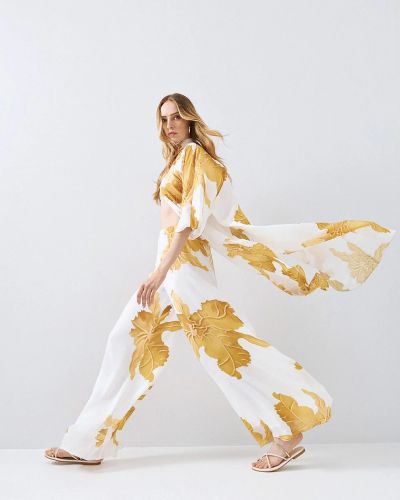 Women's floral high-waisted flared pants ACCESS FASHION (SKU) 5100