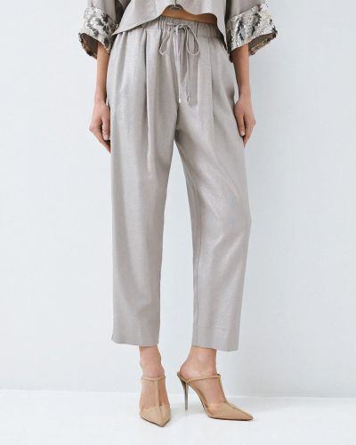 Silver elegant women's trousers ACCESS FASHION (SKU) 5130
