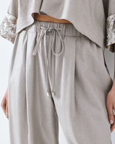 Silver elegant women's trousers ACCESS FASHION (SKU) 5130