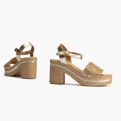 Golden summer heeled sandals - elegance and comfort!PITILLOS (SKU)30210