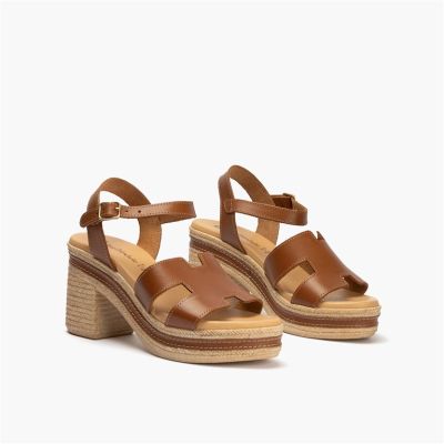 Brown summer heeled sandals - elegant and comfortable!PITILLOS (SKU)30211