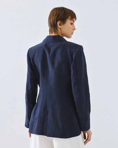 Elegant jacket, ink blue, satin sheen ACCESS FASHION (SKU) 1059
