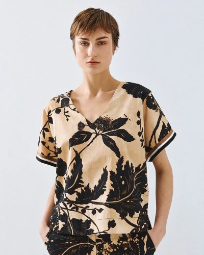 Floral short sleeve blouse - elegant and stylish ACCESS FASHION (SKU) 2151