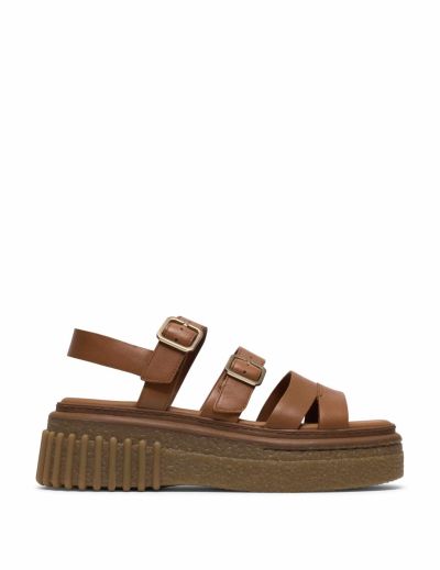 Women's sandals on a light platform - brown, comfortable, elegant!!!CLARKS (SKU)26185889