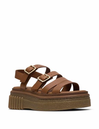 Women's sandals on a light platform - brown, comfortable, elegant!!!CLARKS (SKU)26185889