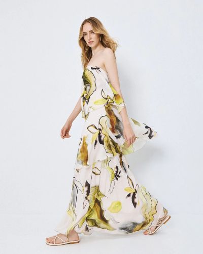 Women's dress with floral print and bare shoulders - elegant look ACCESS FASHION (SKU) 3374