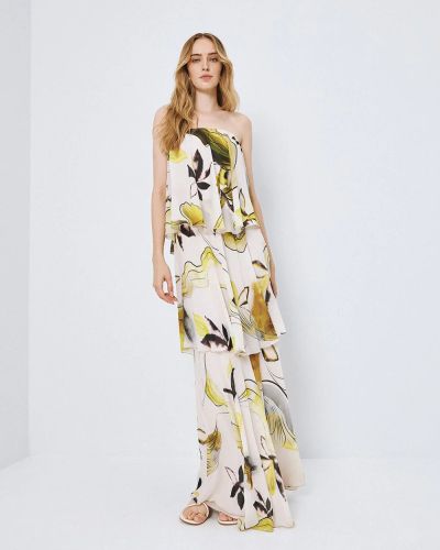 Women's dress with floral print and bare shoulders - elegant look ACCESS FASHION (SKU) 3374