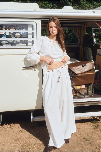 Women's summer trousers made of cotton and viscose with elastic waist MOLLY BRACKEN (SKU) LA1960EP