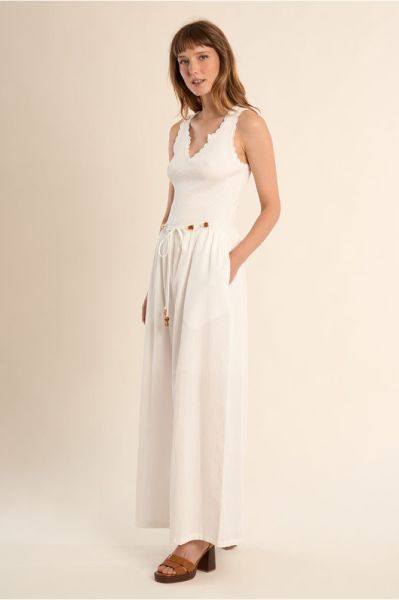 Women's summer trousers made of cotton and viscose with elastic waist MOLLY BRACKEN (SKU) LA1960EP