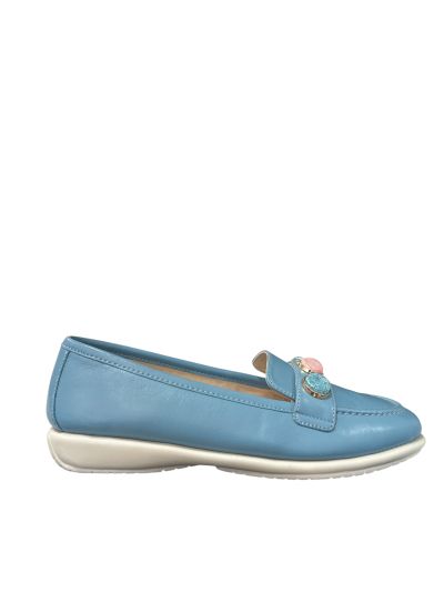 Women's casual shoes made of genuine leather in navy blue for style and comfort.RELAX ANATOMIC (SKU)1724