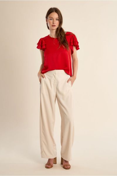 Women's short-sleeved blouse with spectacular ruffles - stylish and chic look MOLLY BRACKEN (SKU) LA1684EP