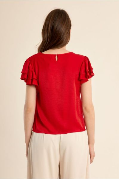 Women's short-sleeved blouse with spectacular ruffles - stylish and chic look MOLLY BRACKEN (SKU) LA1684EP