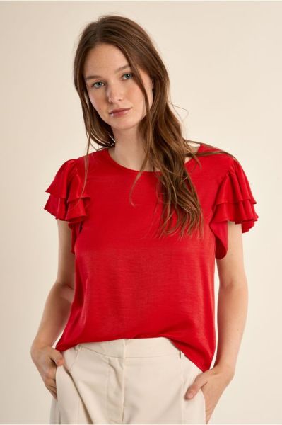 Women's short-sleeved blouse with spectacular ruffles - stylish and chic look MOLLY BRACKEN (SKU) LA1684EP