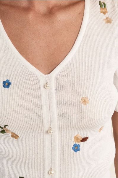 Elegant women's fitted T-shirt made of rips fabric for everyday style MOLLY BRACKEN (SKU) LA1976EP
