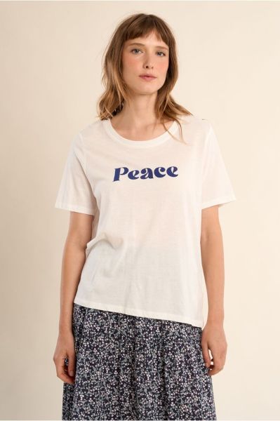 Women's White T-Shirt with inscription - Soft Cotton, Stylish Look MOLLY BRACKEN (SKU) ZT10EE