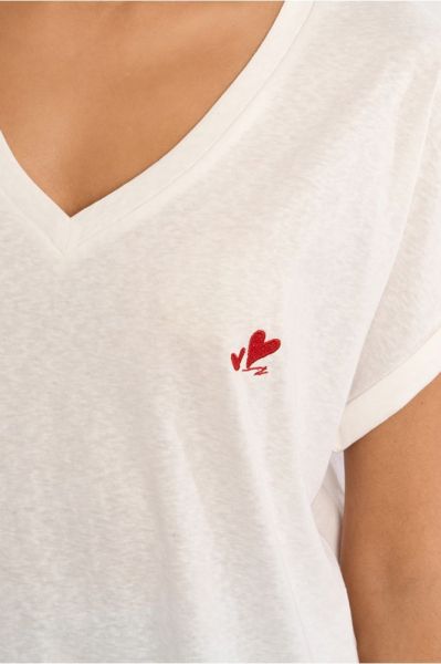 Women's white V-neck T-shirt - comfortable, perfect for every day MOLLY BRACKEN (SKU) LAL660EP