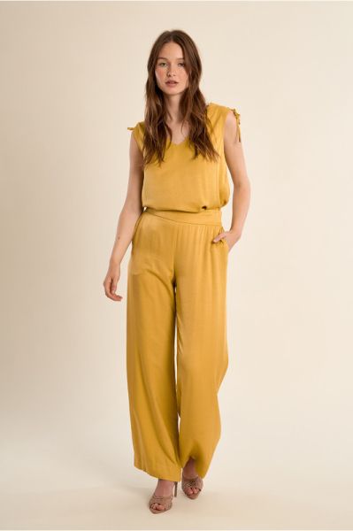 Stylish Women's Cotton Satin Trousers - Elegance and Comfort MOLLY BRACKEN (SKU) LA1899EP