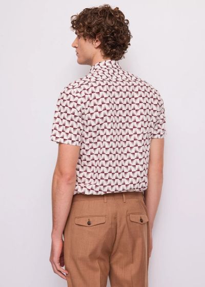 Men's short-sleeved shirt with modern geometric print GAUDI (SKU)611GU45019