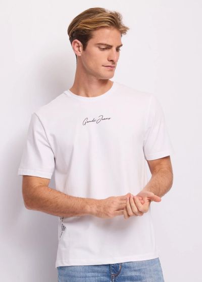 Мъжка Бяла Тениска с Лого Отпред - Елегантна, Удобна и Модерна GAUDI(SKU)611GU64109