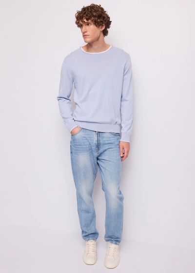 Men's denim jeans with straight leg, light wash, comfortable and stylish GAUDI (SKU)611GU26026