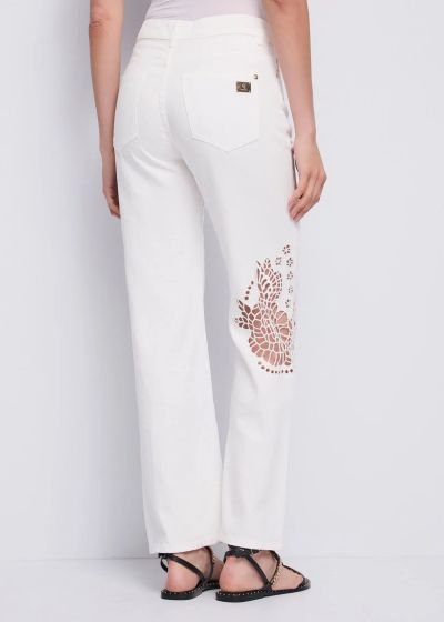 Women's White Straight Jeans with Beautiful Embroidery GAUDI (SKU) 611BD25020