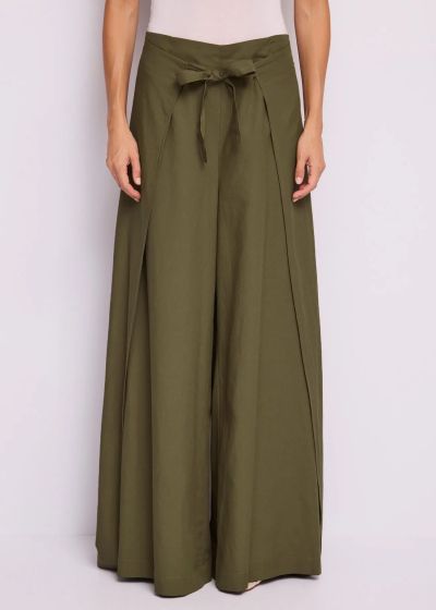 Women's linen trousers with a loose wide leg line GAUDI (SKU) 611FD25036