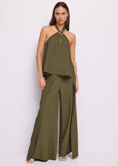 Women's linen trousers with a loose wide leg line GAUDI (SKU) 611FD25036