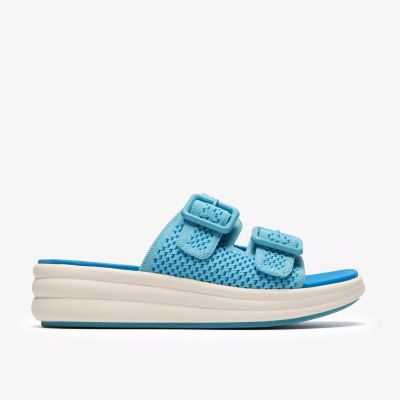 Women's slippers with a light platform in blue - elastic and comfortable CLARKS (SKU)26187009