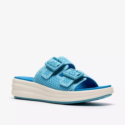Women's slippers with a light platform in blue - elastic and comfortable CLARKS (SKU)26187009