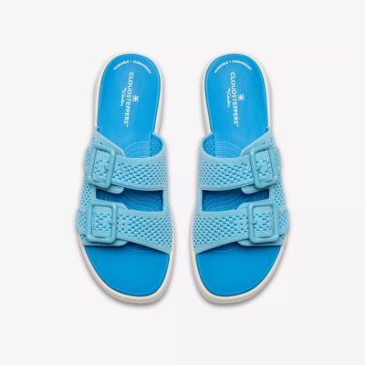 Women's slippers with a light platform in blue - elastic and comfortable CLARKS (SKU)26187009