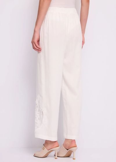 Women's white trousers made of breathable linen and soft viscose for summer GAUDI (SKU) 611FD25019